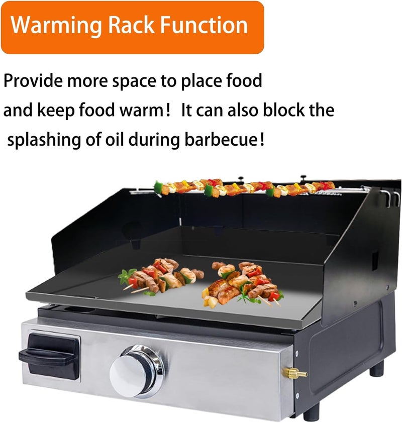 PHYESUVIN Universal Wind Guard and Warming Rack Fit for Griddle Without a Hood from 16" to 28", Wind Screen and Cooking Grid BBQ Griddle Accessories for Blackstone and Other Griddle - Image 3